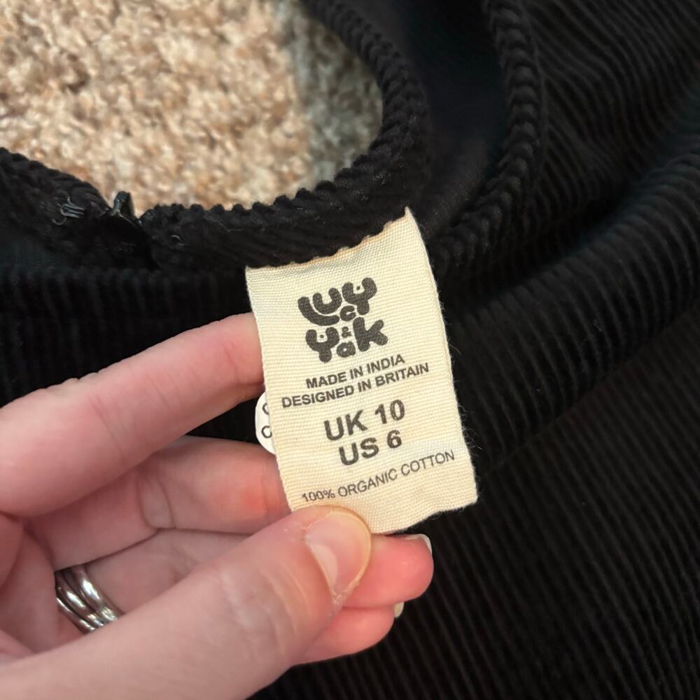 Lucy & Yak Black Corduroy Pinafore Jumpsuit - Picture 13 of 16